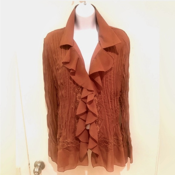 DRESS-U-II-BY SHARON JABOT POET BLOUSE RUST VINTAGE HOBO 2X - Picture 1 of 12